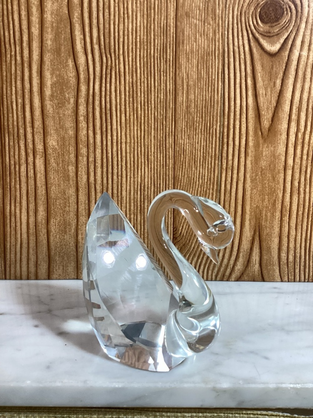 Shannon Crystal Swan Figurine - Clear Glass Home Art 4.5”